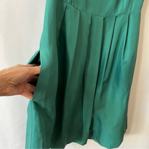 NWT MARTIN + OSA DRESS 0 EMERALD GREEN PROM ENGAGEMENT SILK TWEEN PLEATS BUBBLE - Picture 8 of 13